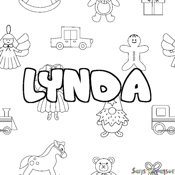 Coloriage prénom LYNDA - d&eacute;cor Jouets