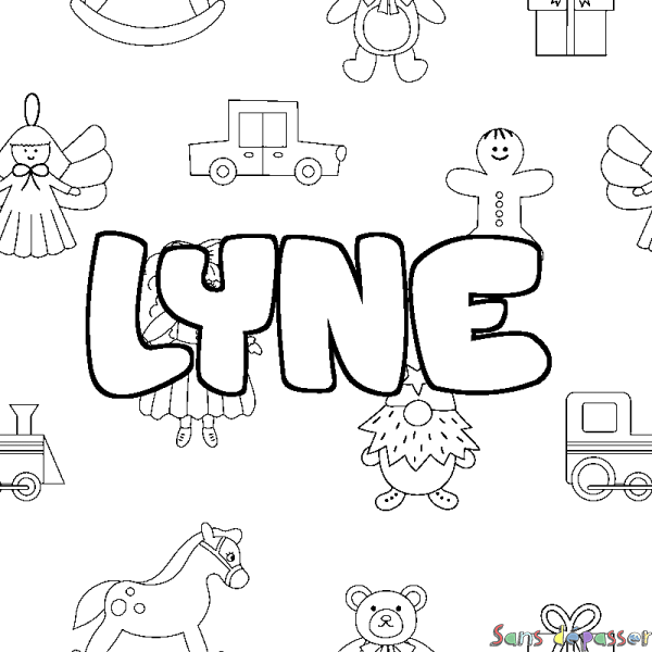 Coloriage prénom LYNE - d&eacute;cor Jouets