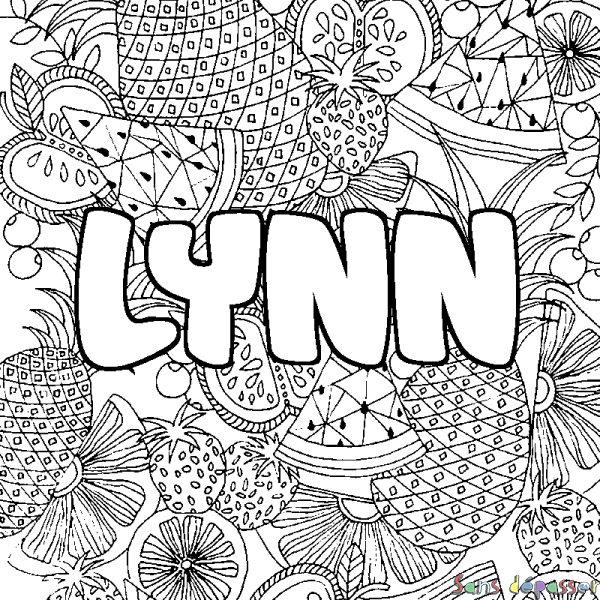 Coloriage prénom LYNN - d&eacute;cor Mandala fruits