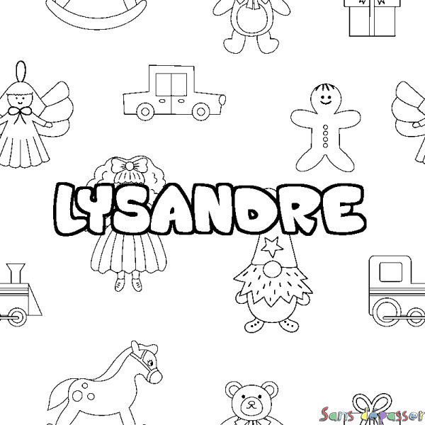 Coloriage prénom LYSANDRE - d&eacute;cor Jouets