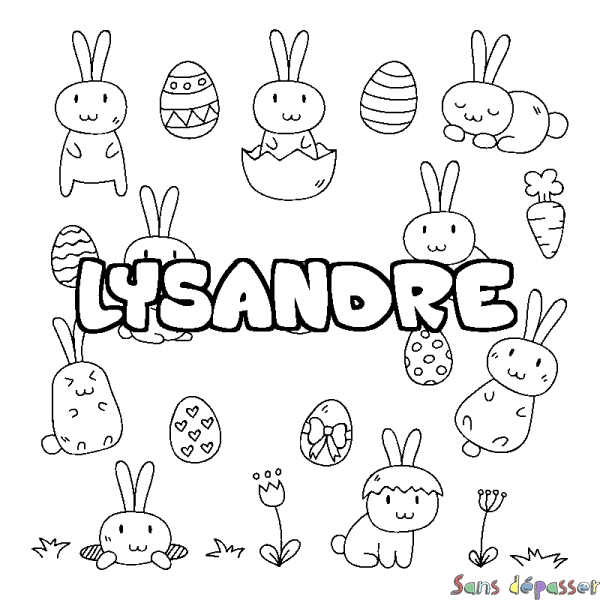 Coloriage prénom LYSANDRE - d&eacute;cor Paques