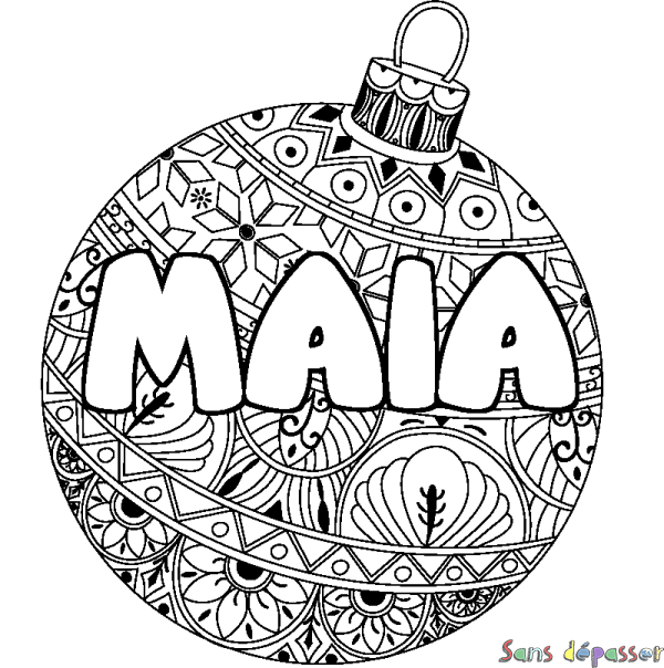 Coloriage prénom MAIA - d&eacute;cor Boule de No&euml;l