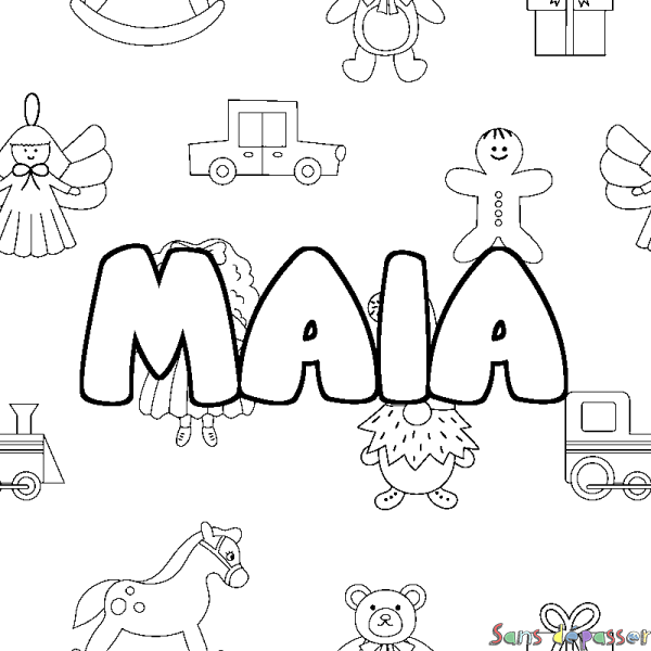 Coloriage prénom MAIA - d&eacute;cor Jouets