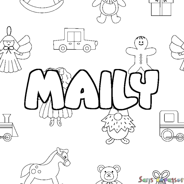 Coloriage prénom MAILY - d&eacute;cor Jouets