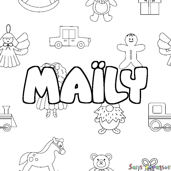 Coloriage prénom MA&Iuml;LY - d&eacute;cor Jouets