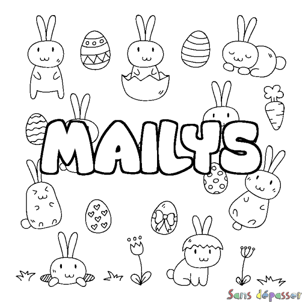 Coloriage prénom MAILYS - d&eacute;cor Paques