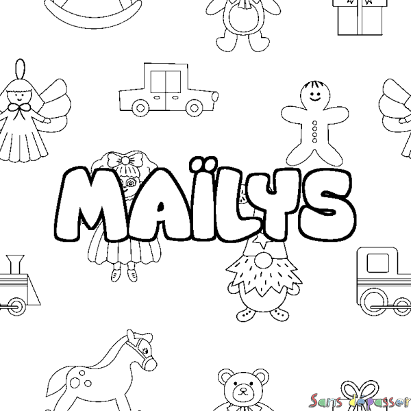 Coloriage prénom MA&Iuml;LYS - d&eacute;cor Jouets