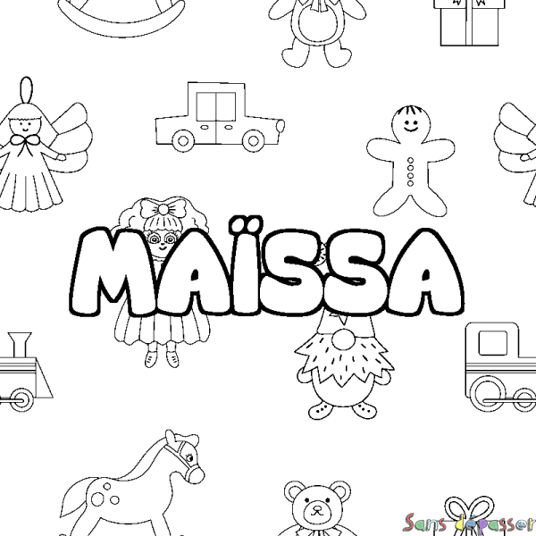 Coloriage prénom MA&Iuml;SSA - d&eacute;cor Jouets