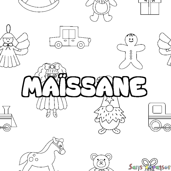 Coloriage prénom MA&Iuml;SSANE - d&eacute;cor Jouets