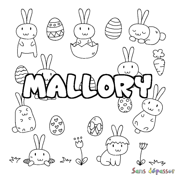 Coloriage prénom MALLORY - d&eacute;cor Paques