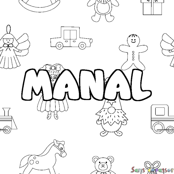 Coloriage prénom MANAL - d&eacute;cor Jouets