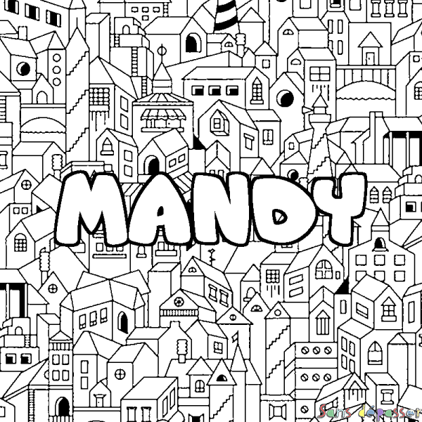 Coloriage prénom MANDY - d&eacute;cor Ville