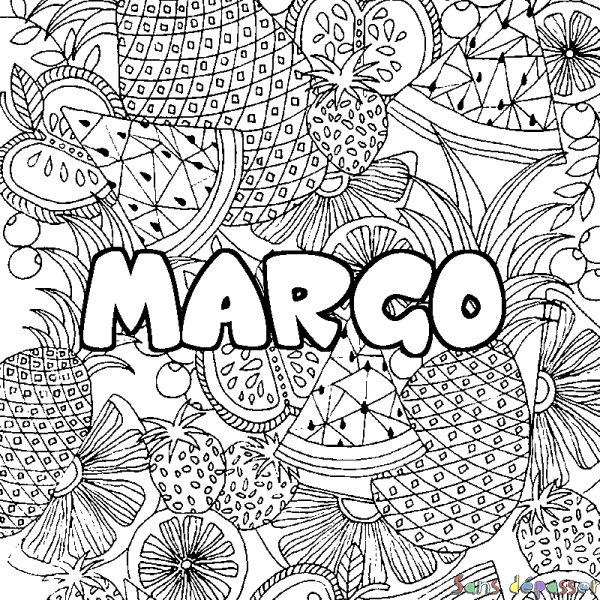 Coloriage prénom MARGO - d&eacute;cor Mandala fruits