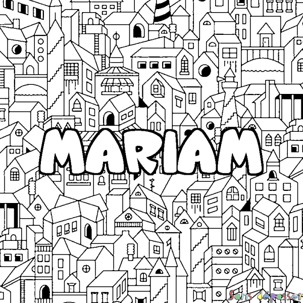 Coloriage prénom MARIAM - d&eacute;cor Ville