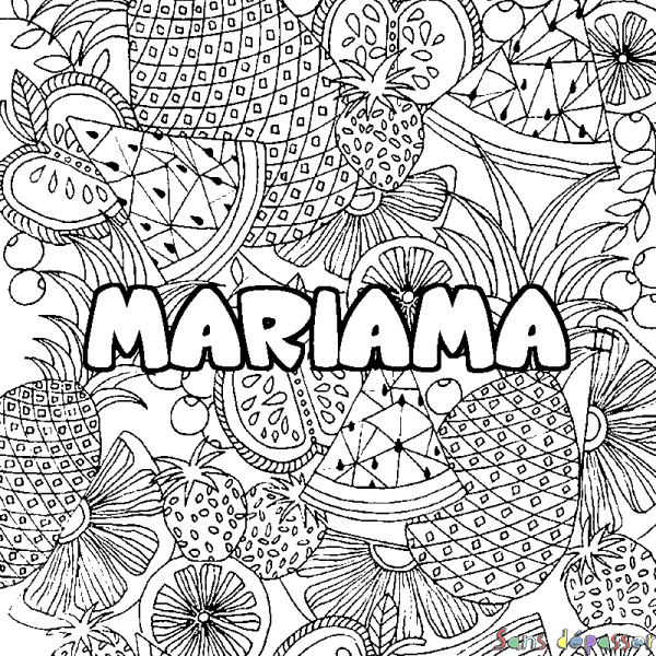 Coloriage prénom MARIAMA - d&eacute;cor Mandala fruits