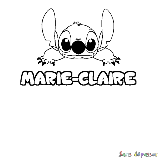 Coloriage prénom MARIE-CLAIRE - d&eacute;cor Stitch