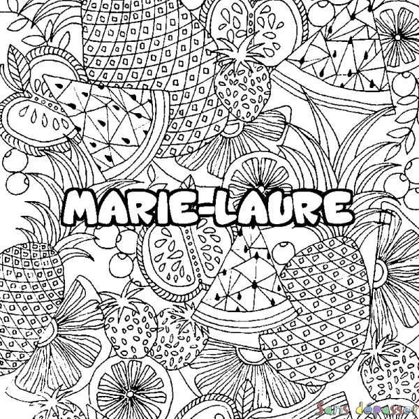 Coloriage prénom MARIE-LAURE - d&eacute;cor Mandala fruits