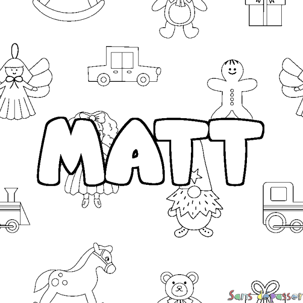 Coloriage prénom MATT - d&eacute;cor Jouets