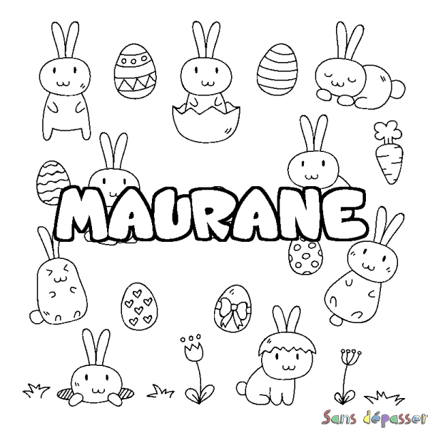 Coloriage prénom MAURANE - d&eacute;cor Paques