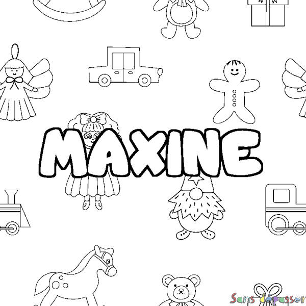 Coloriage prénom MAXINE - d&eacute;cor Jouets