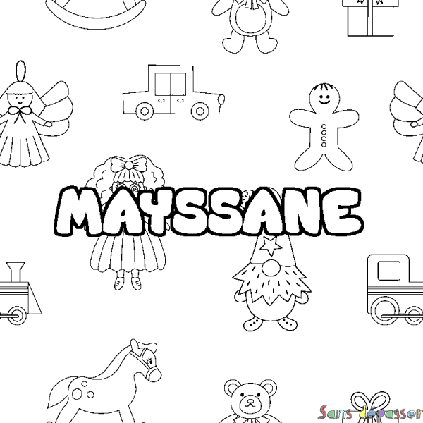 Coloriage prénom MAYSSANE - d&eacute;cor Jouets