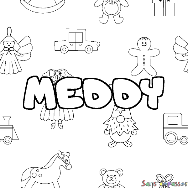 Coloriage prénom MEDDY - d&eacute;cor Jouets