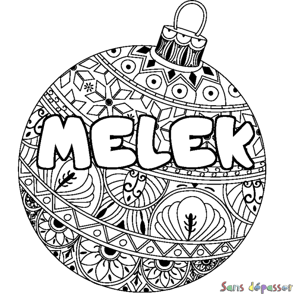 Coloriage prénom MELEK - d&eacute;cor Boule de No&euml;l