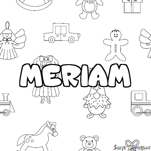 Coloriage prénom MERIAM - d&eacute;cor Jouets