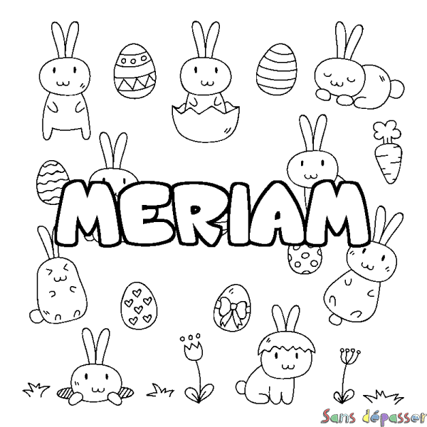 Coloriage prénom MERIAM - d&eacute;cor Paques