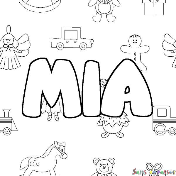 Coloriage prénom MIA - d&eacute;cor Jouets