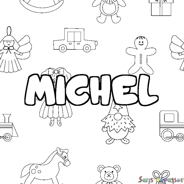 Coloriage prénom MICHEL - d&eacute;cor Jouets