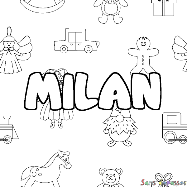 Coloriage prénom MILAN - d&eacute;cor Jouets