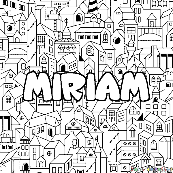 Coloriage prénom MIRIAM - d&eacute;cor Ville