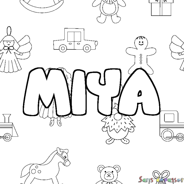 Coloriage prénom MIYA - d&eacute;cor Jouets