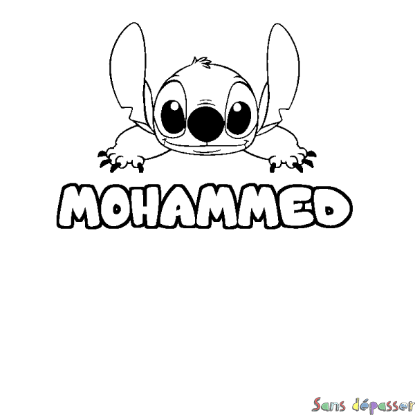 Coloriage prénom MOHAMMED - d&eacute;cor Stitch