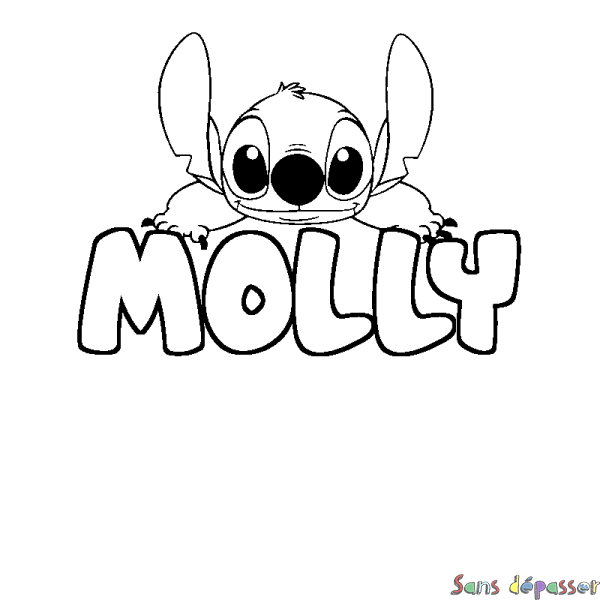 Coloriage prénom MOLLY - d&eacute;cor Stitch