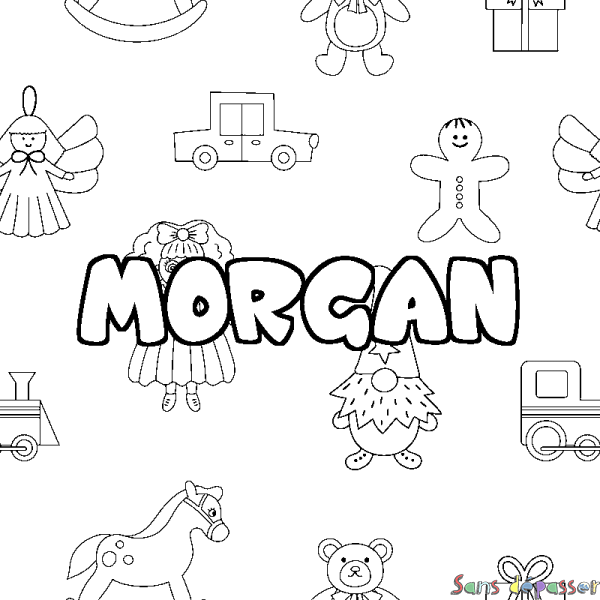 Coloriage prénom MORGAN - d&eacute;cor Jouets