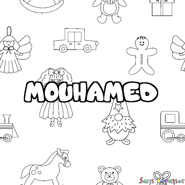 Coloriage prénom MOUHAMED - d&eacute;cor Jouets