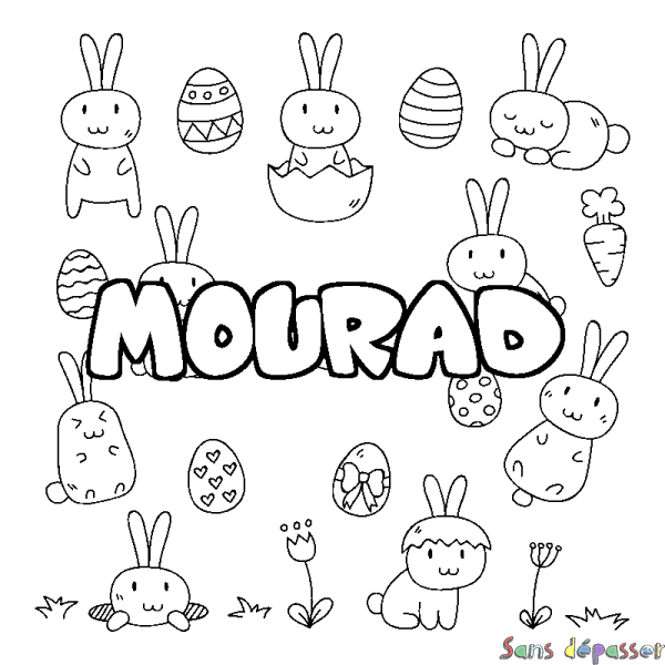 Coloriage prénom MOURAD - d&eacute;cor Paques