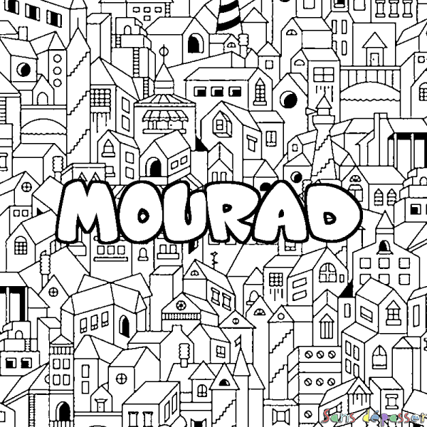 Coloriage prénom MOURAD - d&eacute;cor Ville