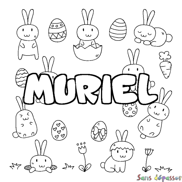 Coloriage prénom MURIEL - d&eacute;cor Paques