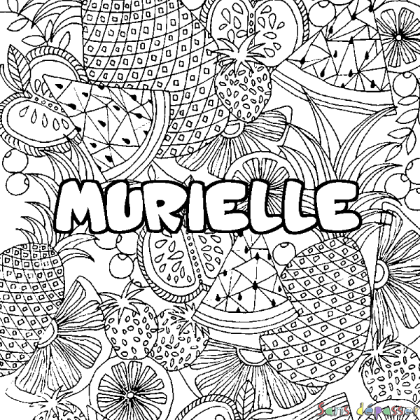 Coloriage prénom MURIELLE - d&eacute;cor Mandala fruits