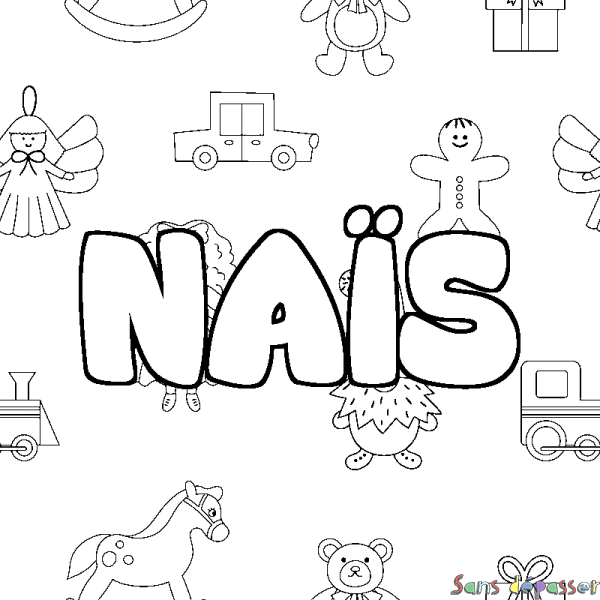 Coloriage prénom NA&Iuml;S - d&eacute;cor Jouets