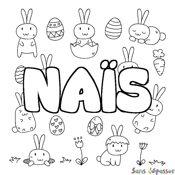 Coloriage prénom NA&Iuml;S - d&eacute;cor Paques