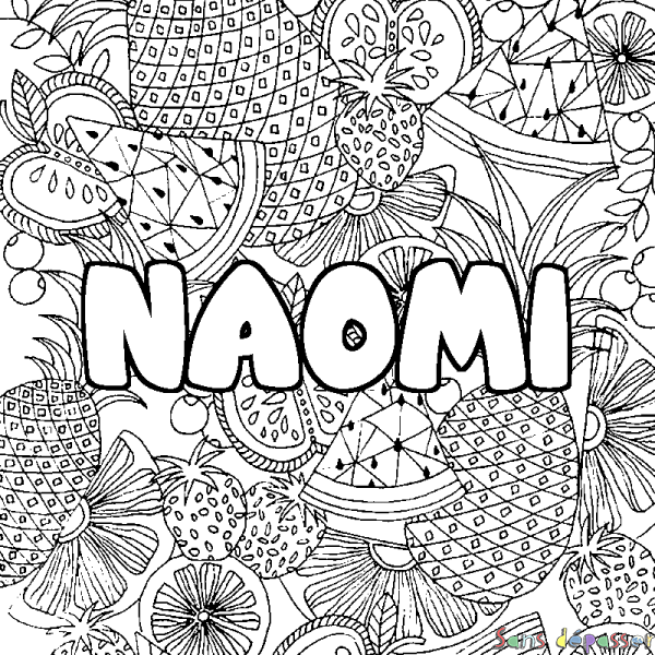 Coloriage Prénom Naomi Décor Mandala Fruits Sans Dépasser 8862