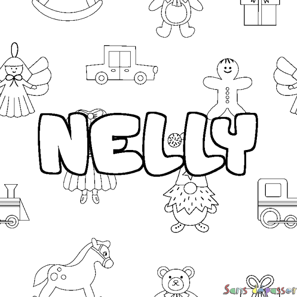 Coloriage prénom NELLY - d&eacute;cor Jouets