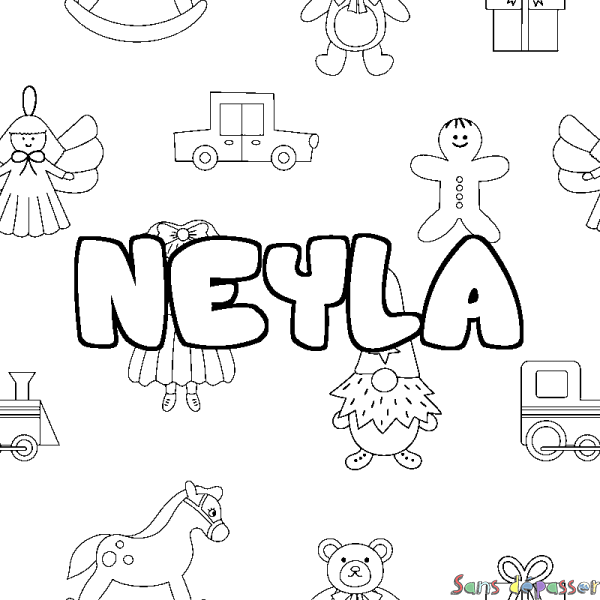 Coloriage prénom NEYLA - d&eacute;cor Jouets