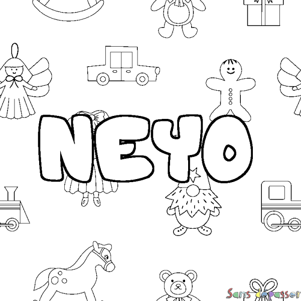 Coloriage prénom NEYO - d&eacute;cor Jouets