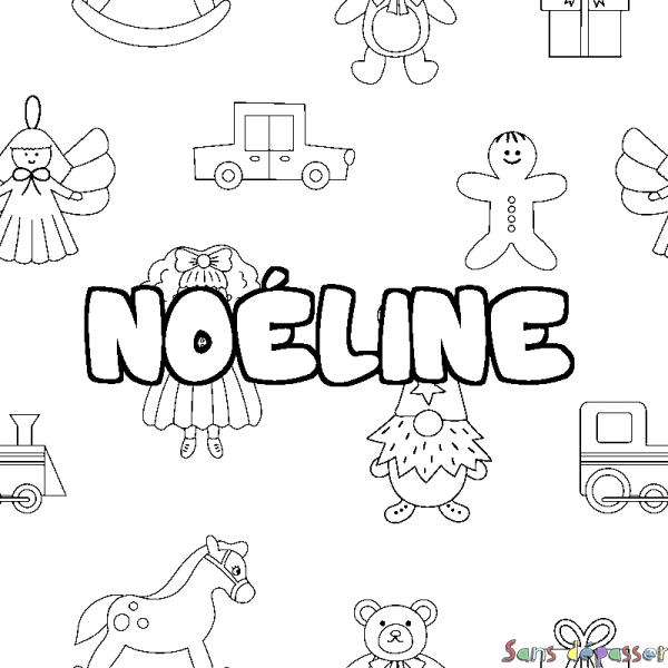 Coloriage prénom NO&Eacute;LINE - d&eacute;cor Jouets