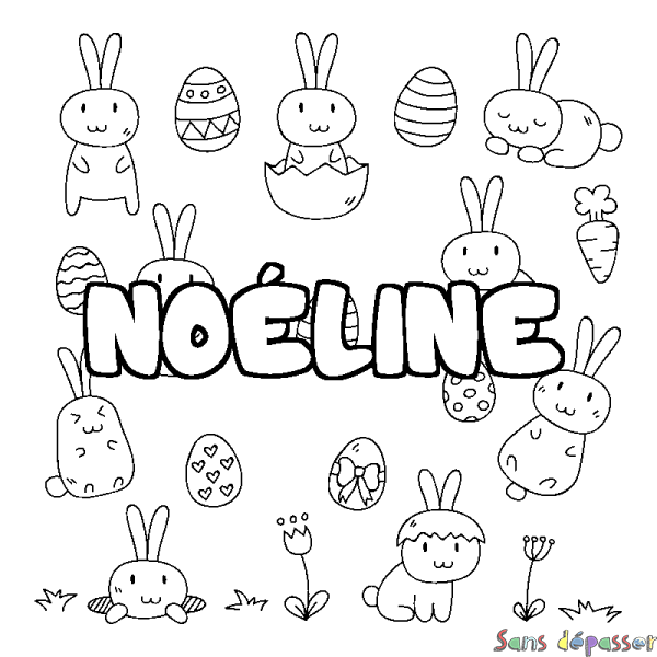 Coloriage prénom NO&Eacute;LINE - d&eacute;cor Paques